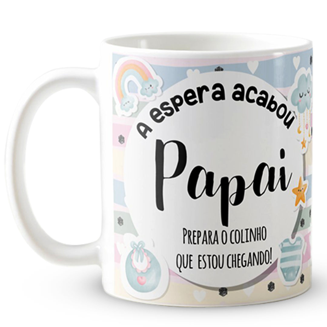 Caneca Presente Gravidez para Pai Papai Familia Cresceu