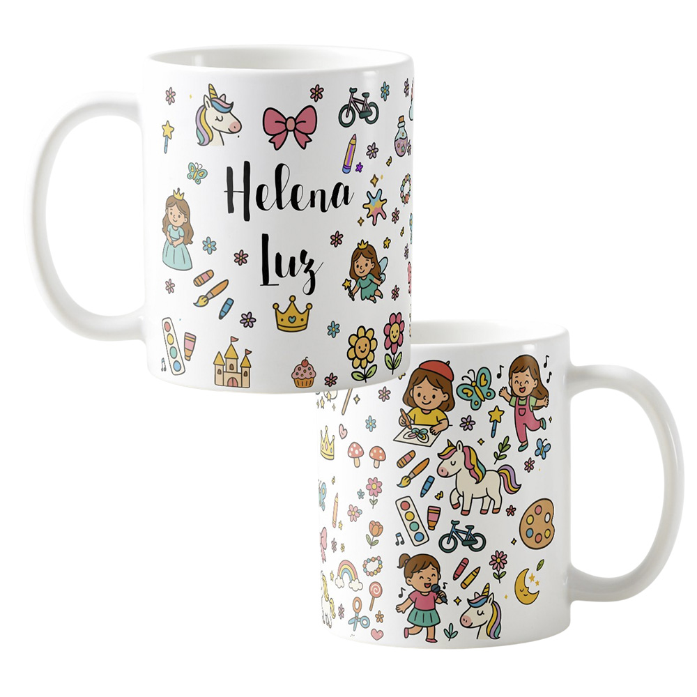 Branco / Infância Meninas caneca polimero infantil feminina presente