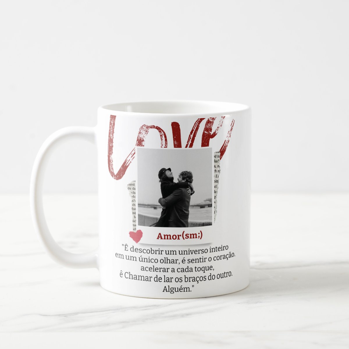 Kit Almofada E Caneca Casal Romântico Presente Namorados Branco Amor