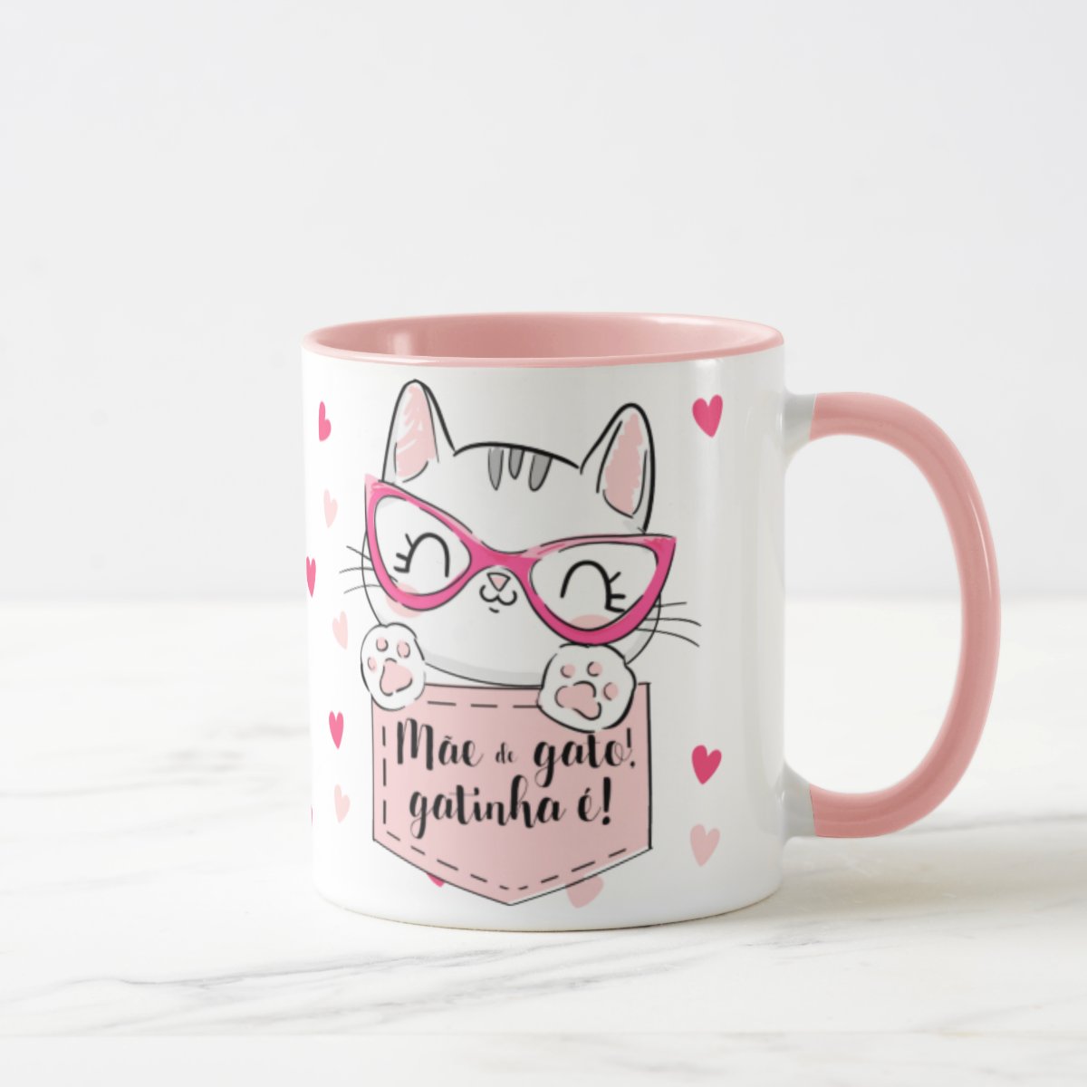 Caneca Rosa Mãe de Gato Gatinha É