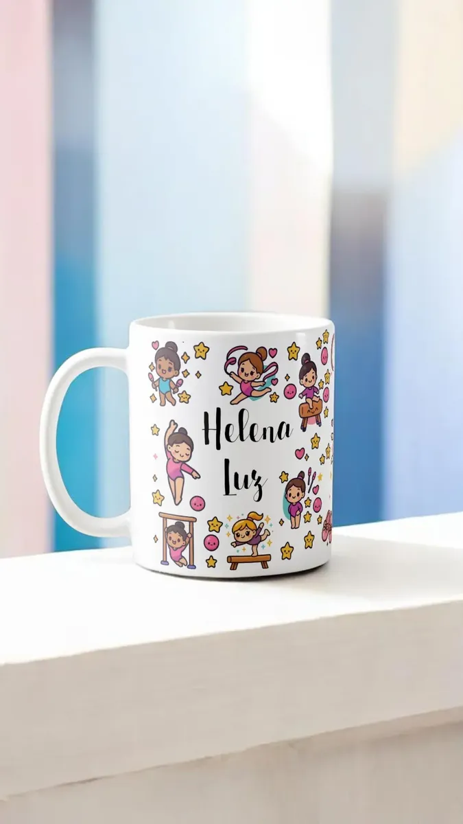 caneca infantil feminina ginastica olimpica polimero - Outros (Aniversário)