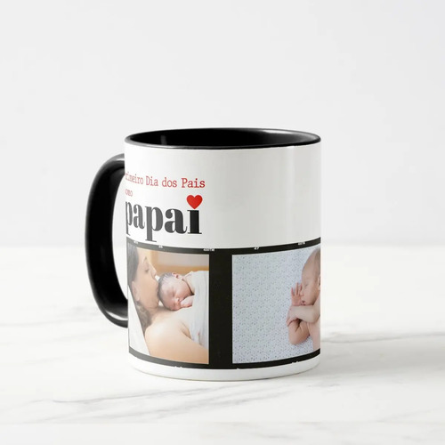 Kit Caneca e Almofada Presente Dia dos Pais com 3 Fotos