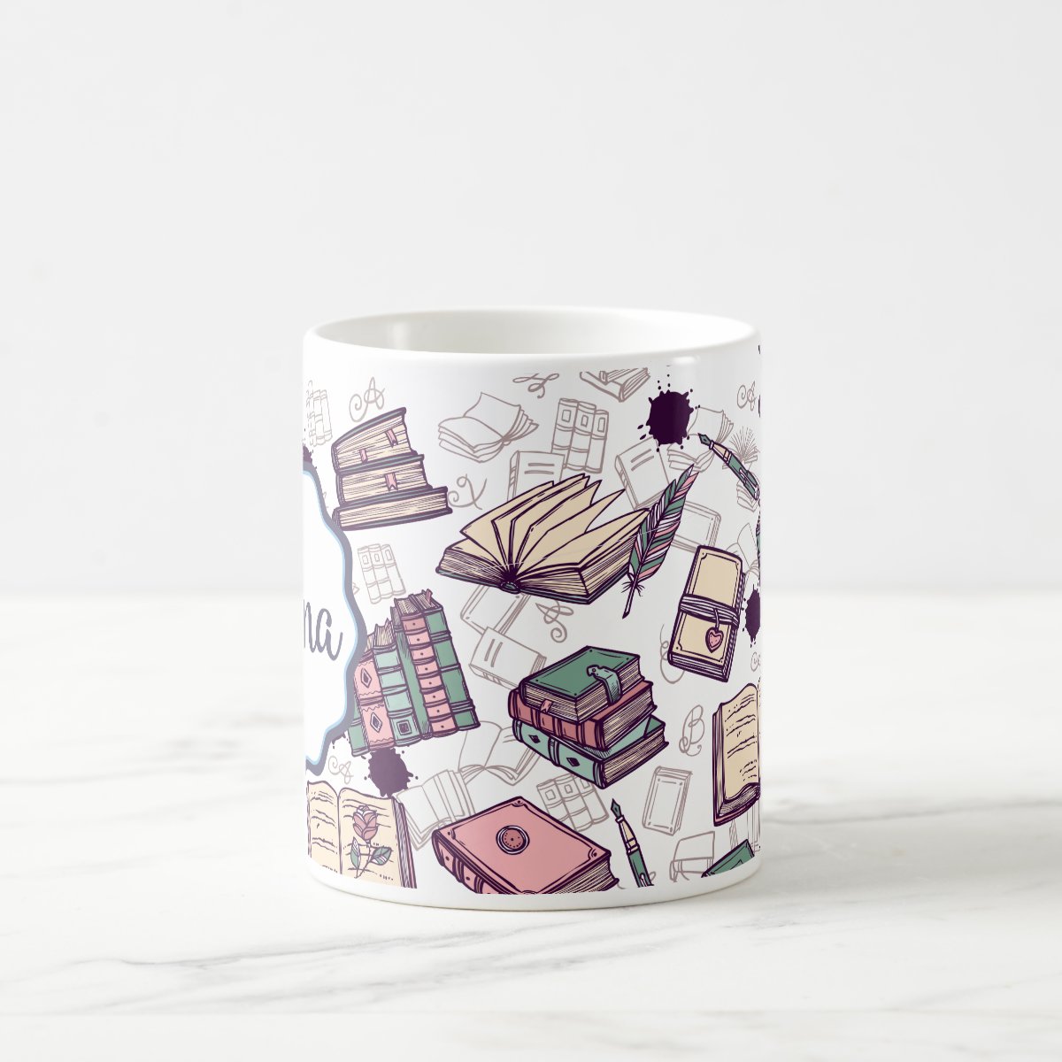Caneca Livros Presente Criativo Literatura Livros com Nome