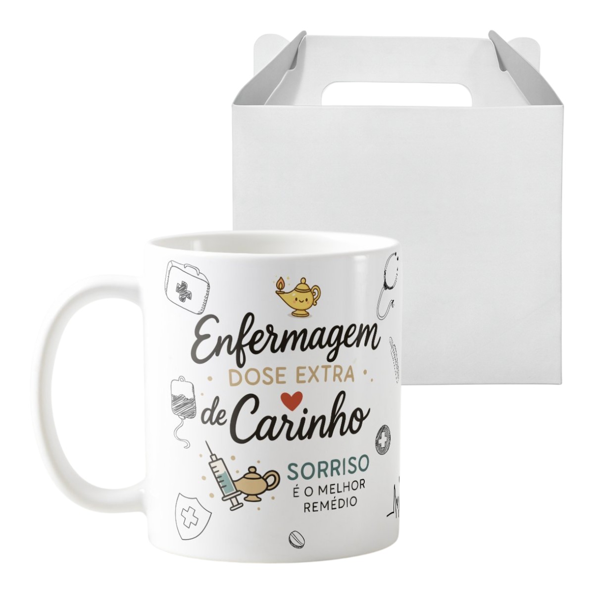 Caneca Personalizada Dose Extra de Carinho Enfermagem - Profissões (Enfermeiro(a))