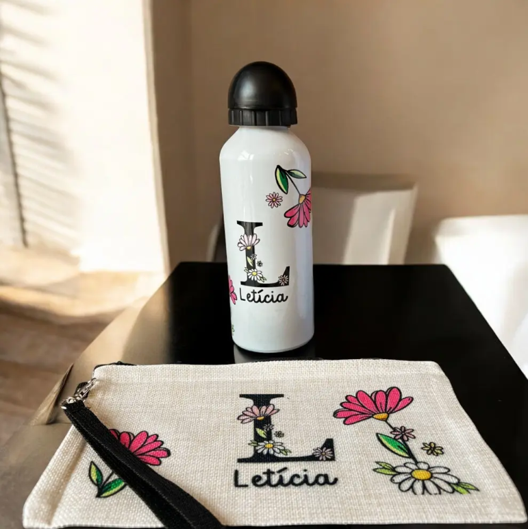 Kit Squeeze Aluminio 500ml + Necessaire Presente Personalizado