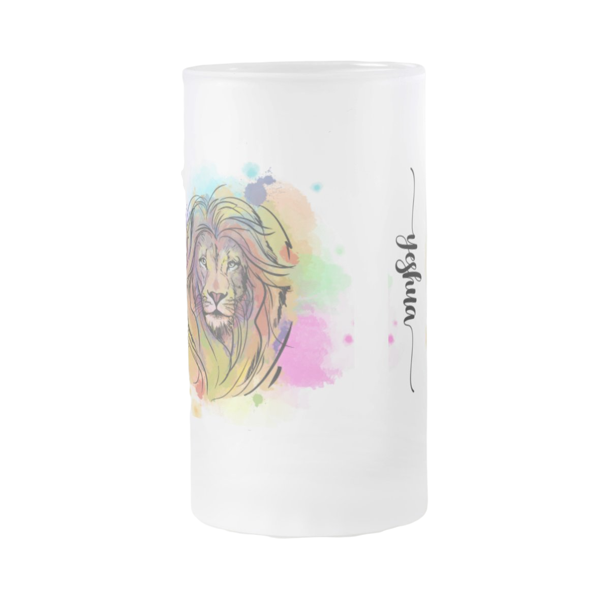 Caneca Vidro Jateado 475ml Personalizado Jesus Leão de Judá