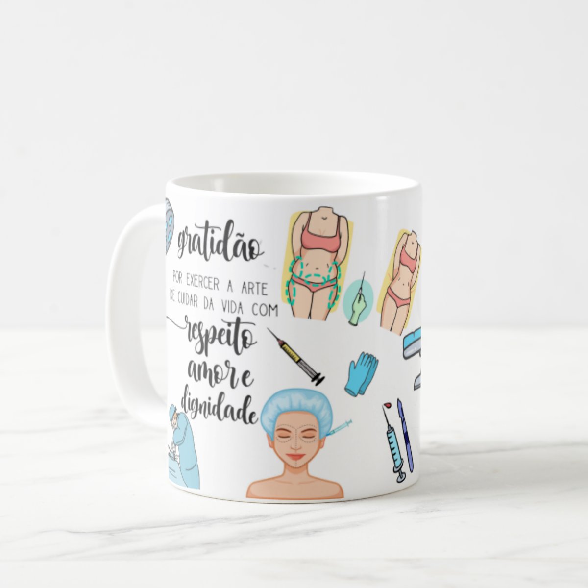 Caneca Cerâmica Profissão Médico Cirurgião Plástico