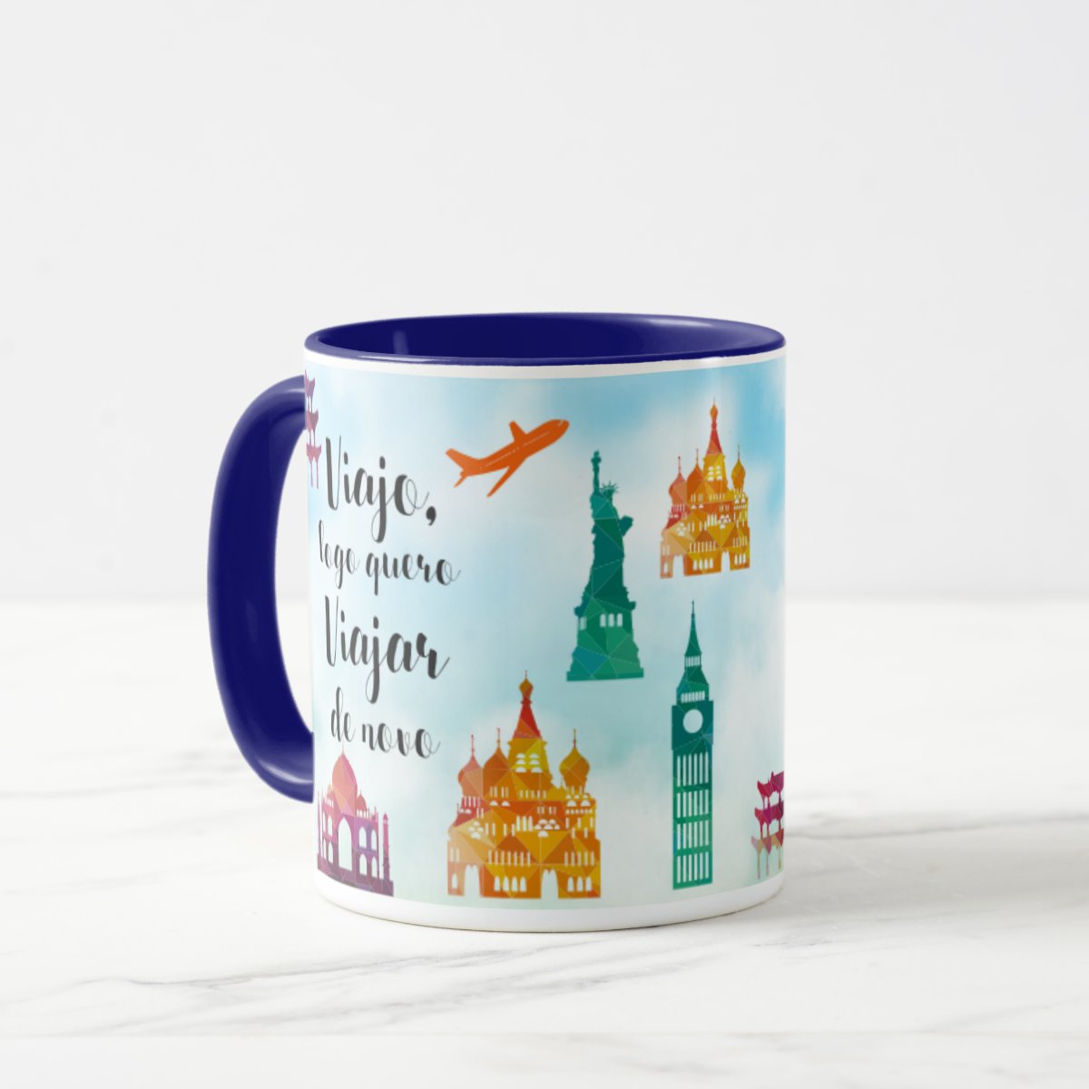 Caneca Turismo Presente Frase Viagem Viajo Logo Quero Viajar