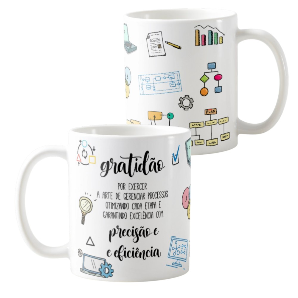 Caneca Profissão Presente Criativo Gestão de Processos - Profissões (Administrador(a))