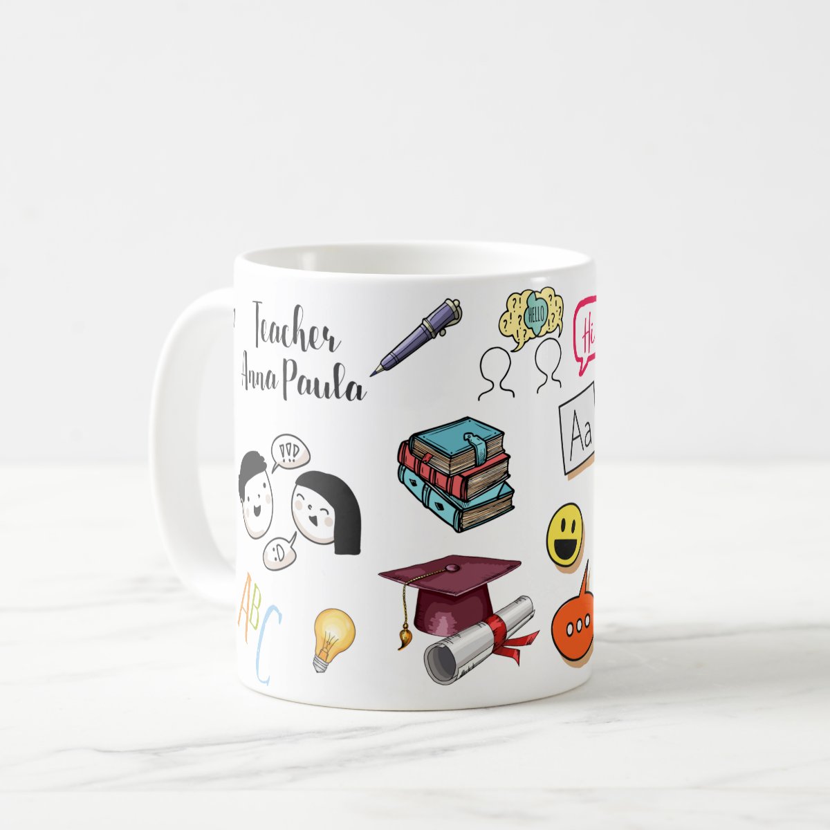 Caneca Personalizada Nome Professora de Inglês Teacher Dia dos Professores