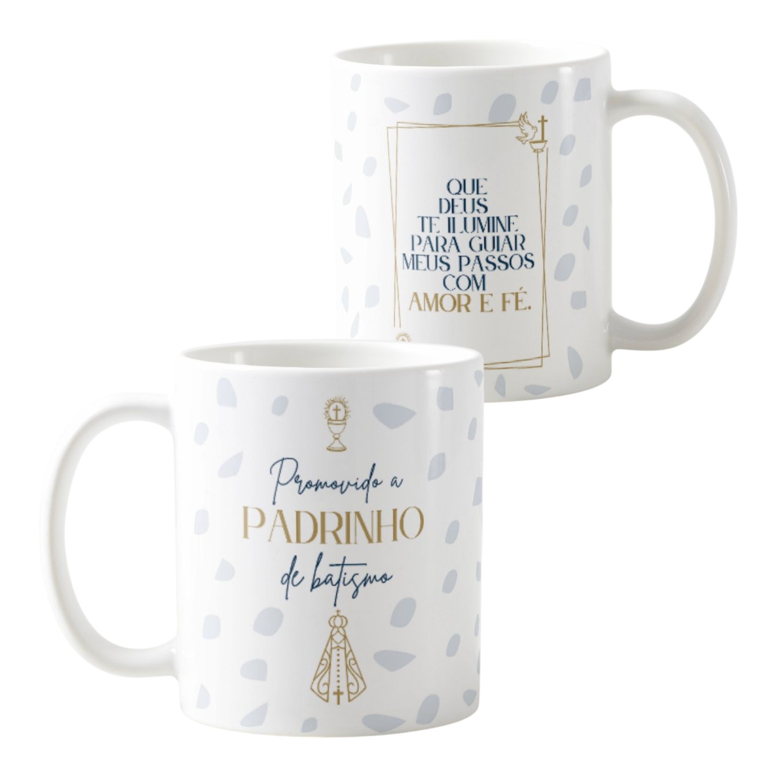 Kit 2 Canecas Cerâmica Padrinhos Batismo Agradecimento Mimo
