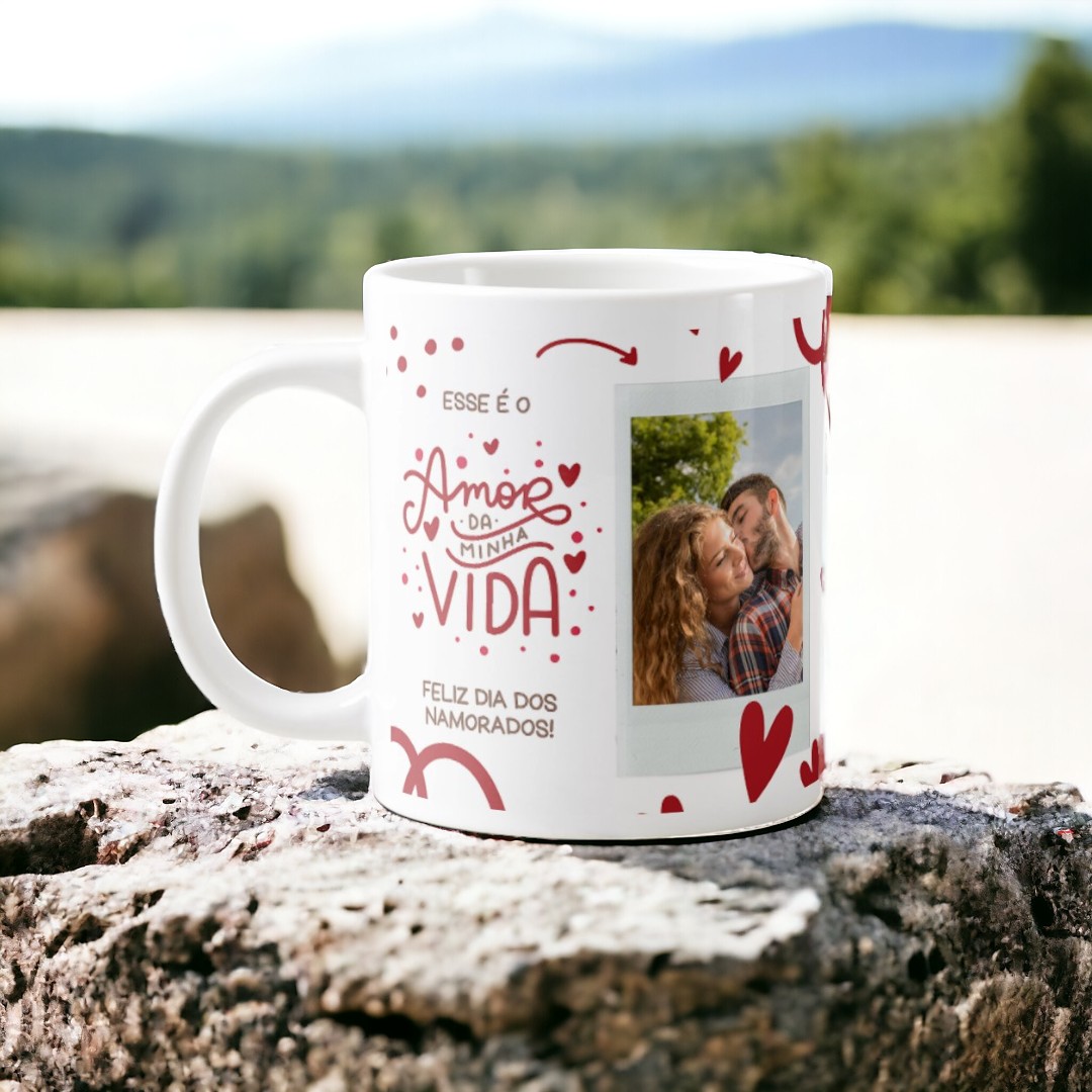 Kit Almofada e Caneca Presente com Foto Declaração ao Amor