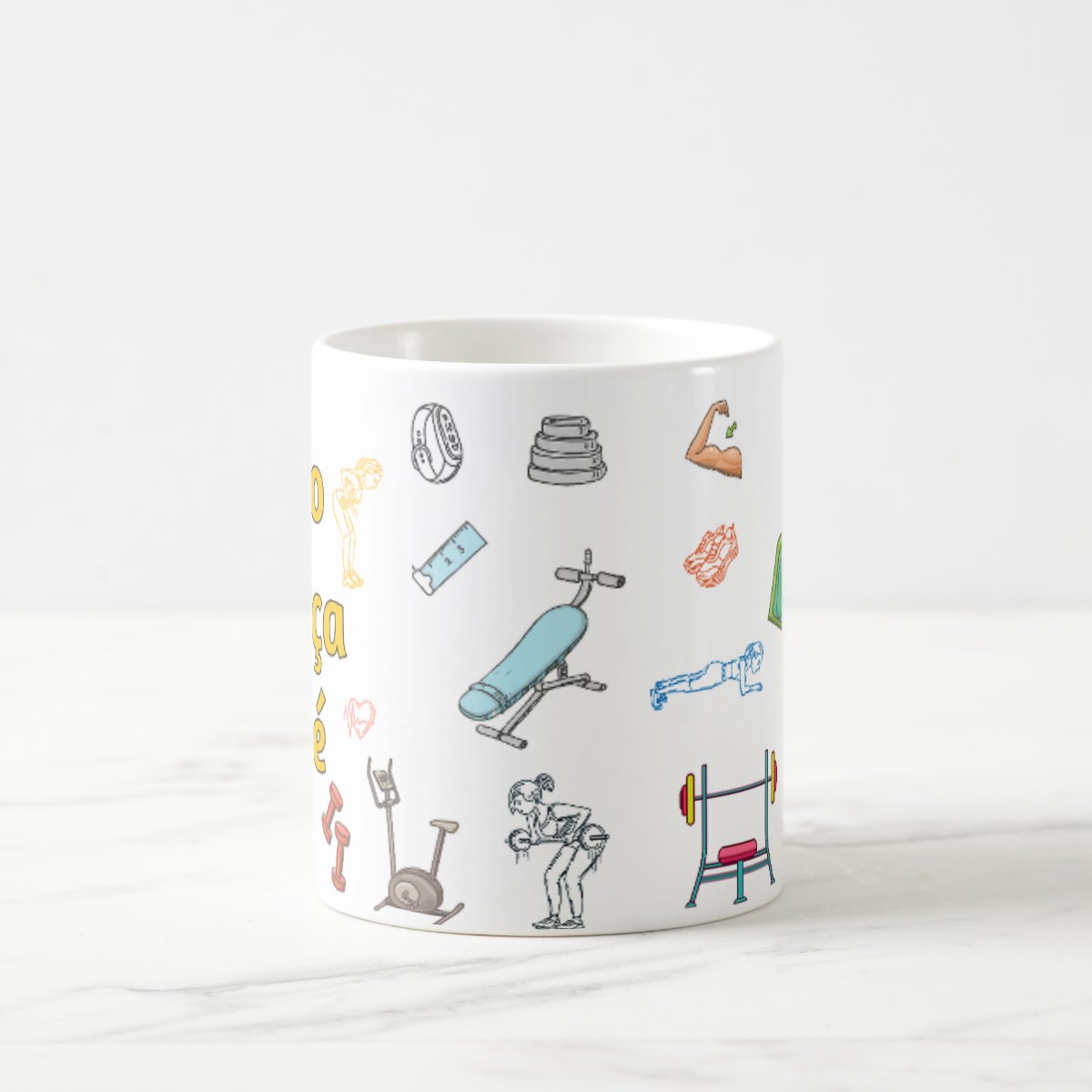 Caneca Personalizada com Frase Academia Foco Força e Fé