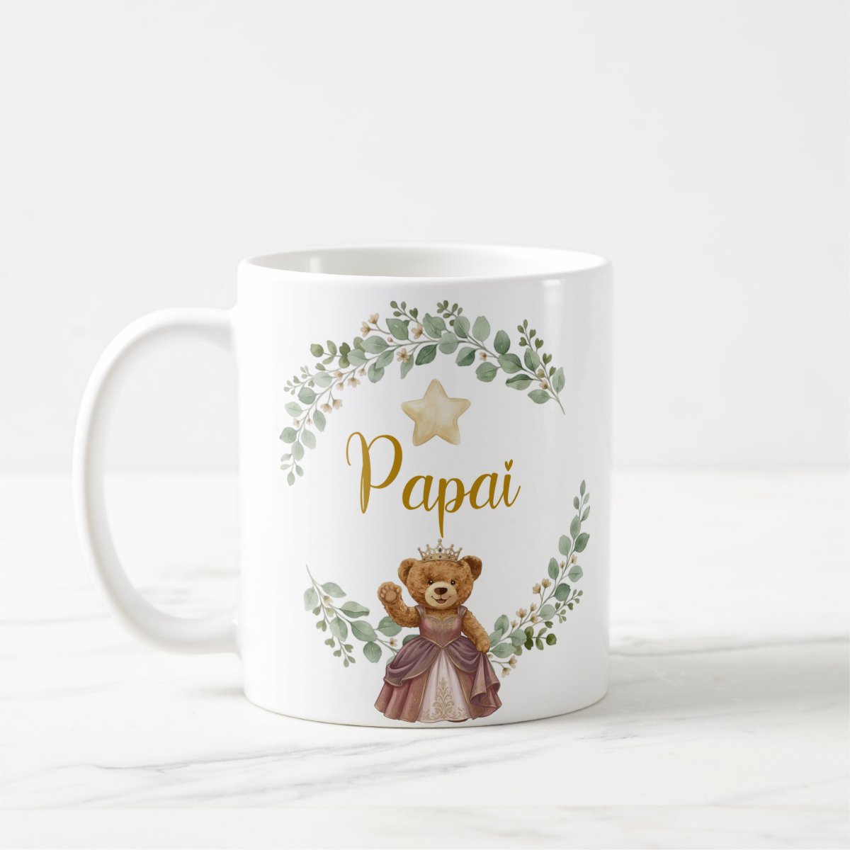 Caneca Ursa Princesa Pai Presente Família Pronta Entrega Dia dos Pais
