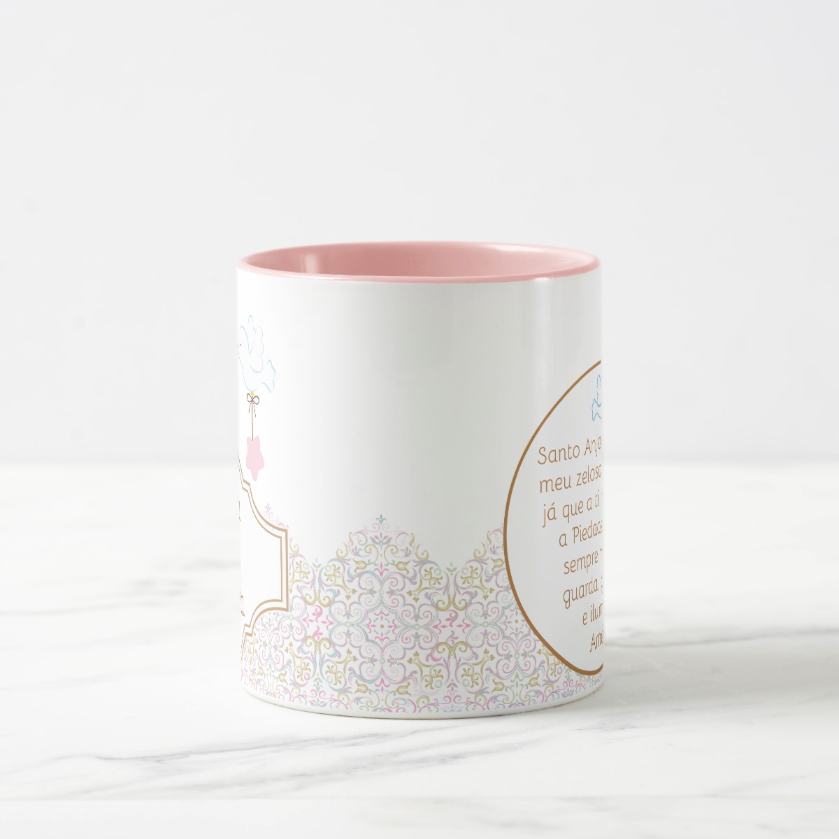 Caneca Criativa Madrinha de Batismo Dinda com Oração do Anjo