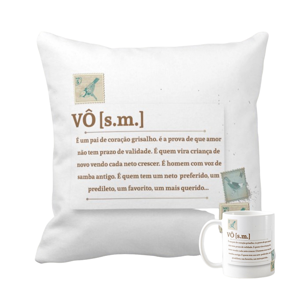 Conjunto Almofada Decorativa e Caneca Avô Vovô Significado - Família (Avó/Avô)