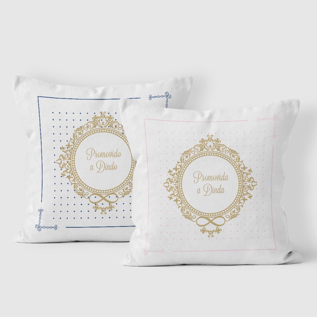 Conjunto 2 Almofadas Batizado Convite para Padrinhos Misto - Batizado (Padrinho)