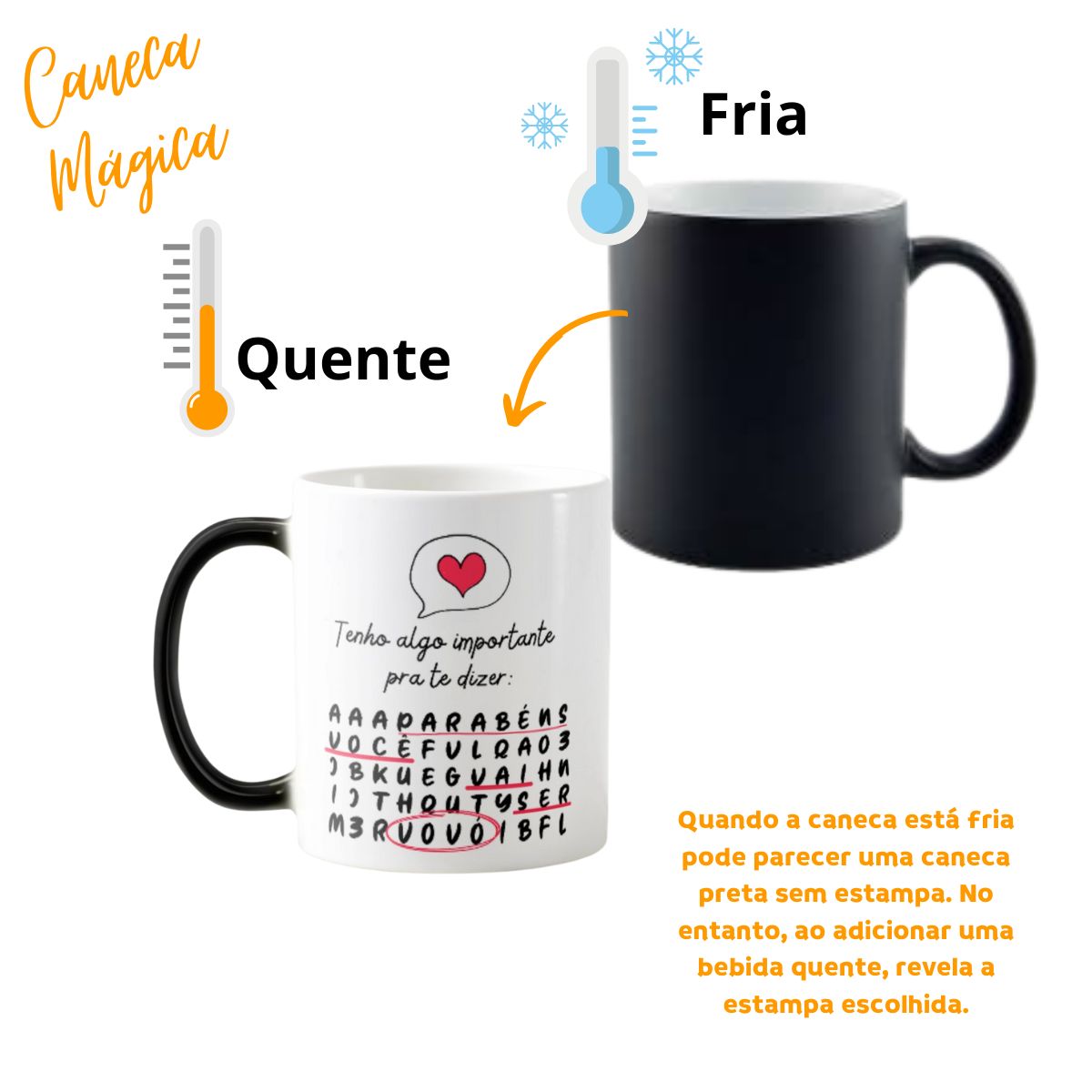 Caneca Mágica Presente Personalizado para Revelar Gravidez - Anúncio de Gravidez (Família/Geral)