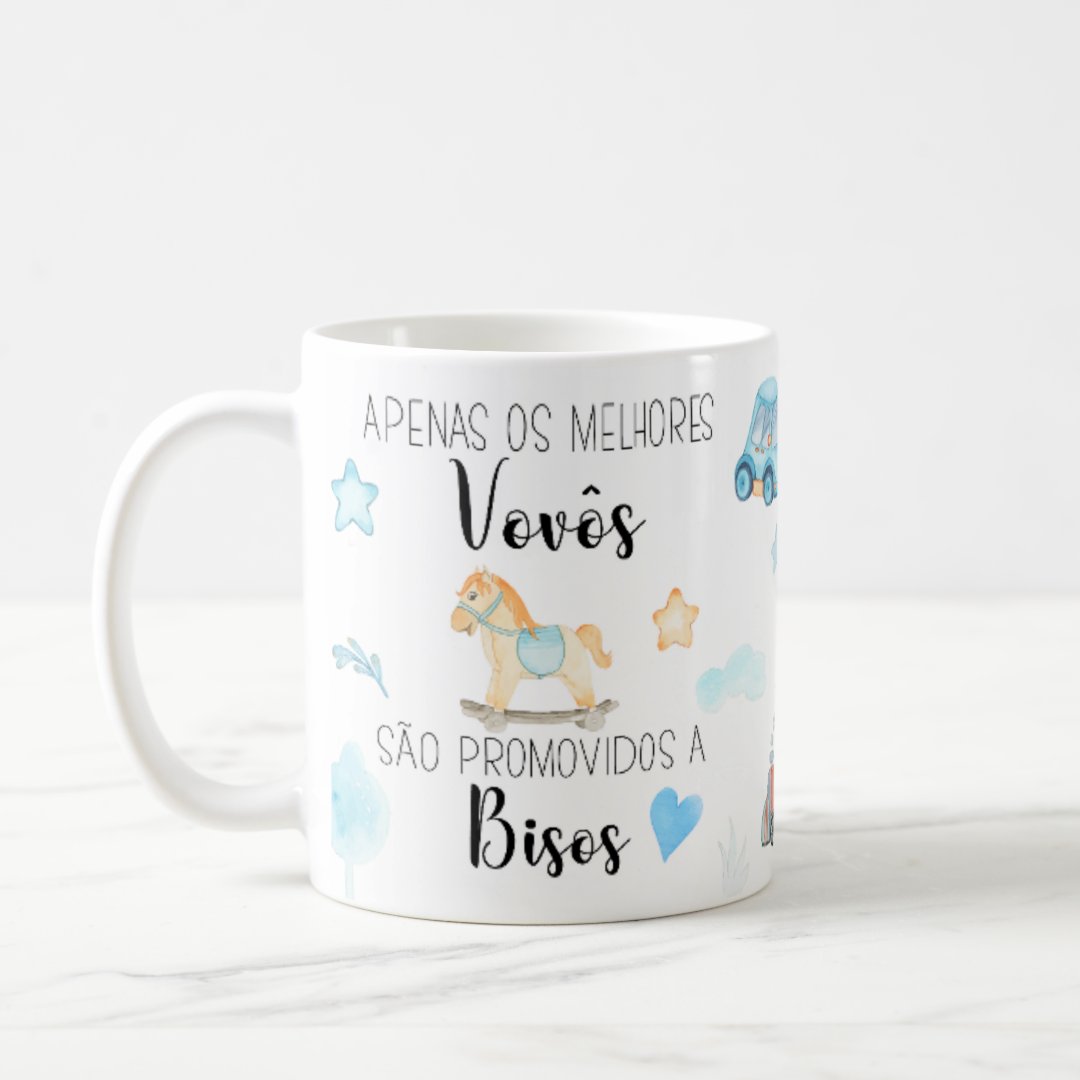 Caneca Presente Revelação de Gravidez Criativa Melhor Bisavô - Anúncio de Gravidez (Avós)