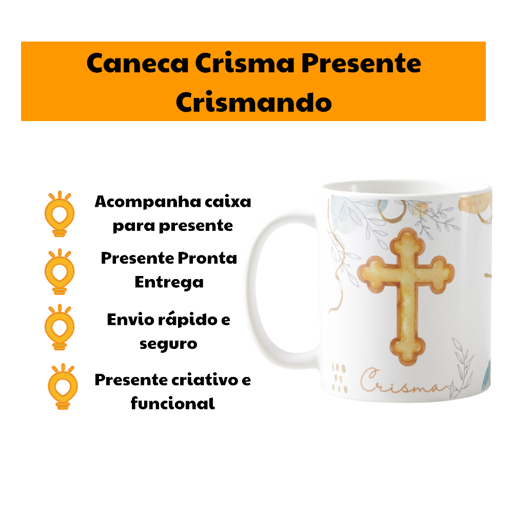 Caneca Cerâmica Crismando 325ml Presente Crisma Católica - Religioso (Crisma)