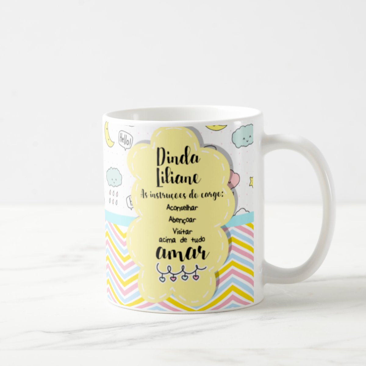 Caneca Convite Madrinha Batizado Dinda Batismo Chuva de Amor