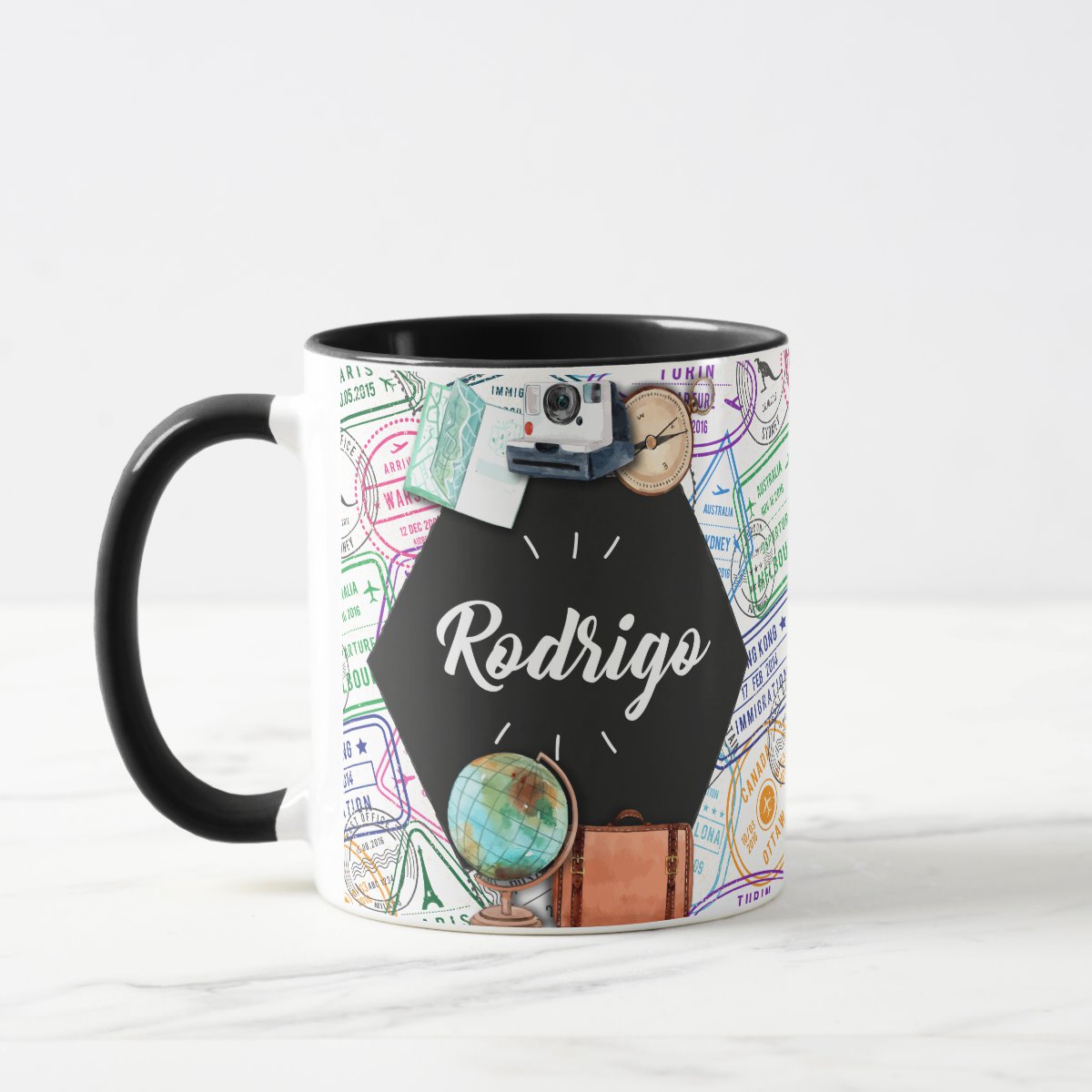 Caneca Personalizada Viajantes Viagens Passaporte Nome
