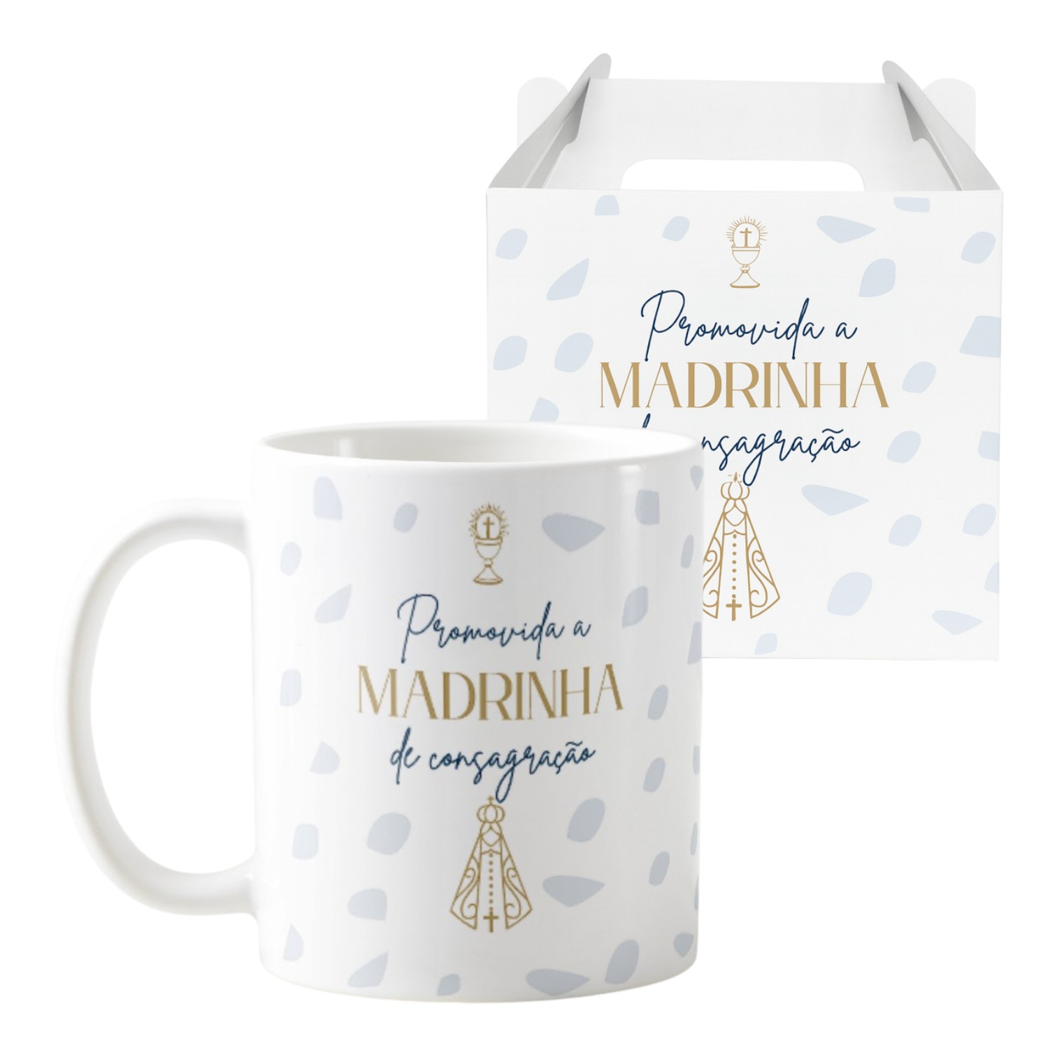 Kit 3 Caneca Personalizada Convite Padrinhos de Consagração | Lembrança de Batismo