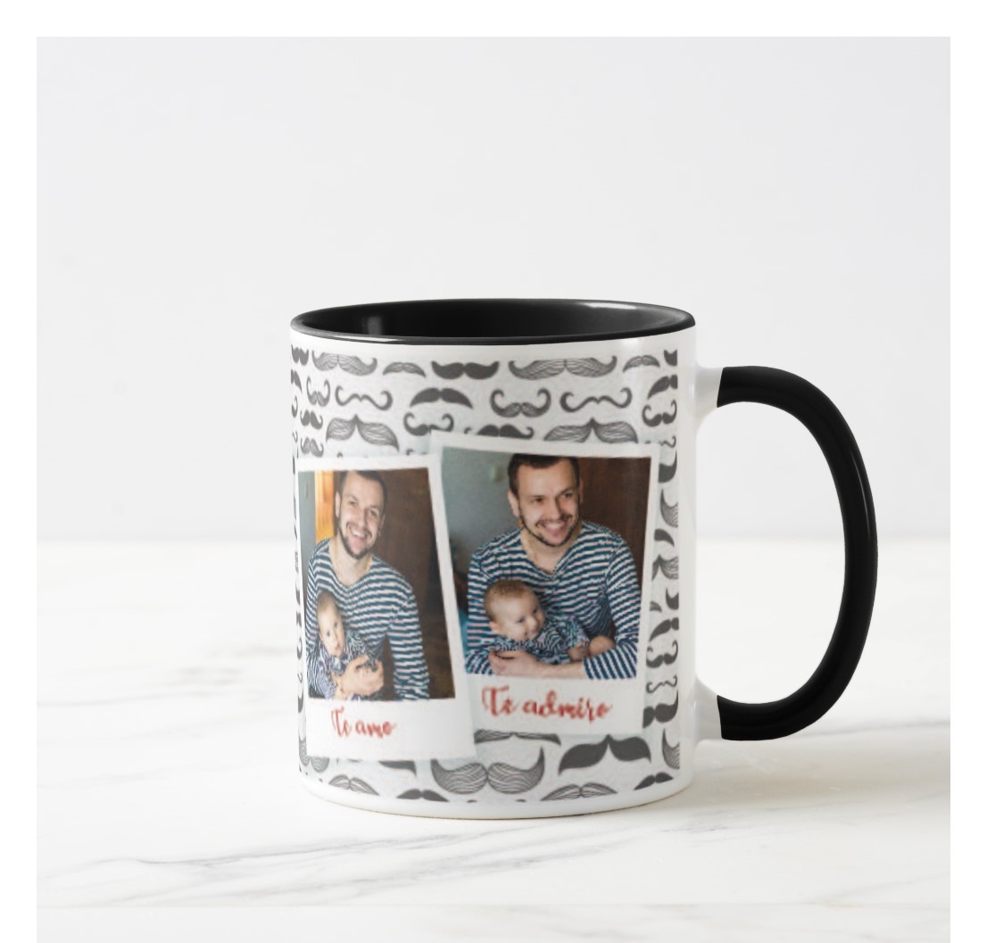 Caneca para Pai Café com Amor e Alegria, Presente com Foto