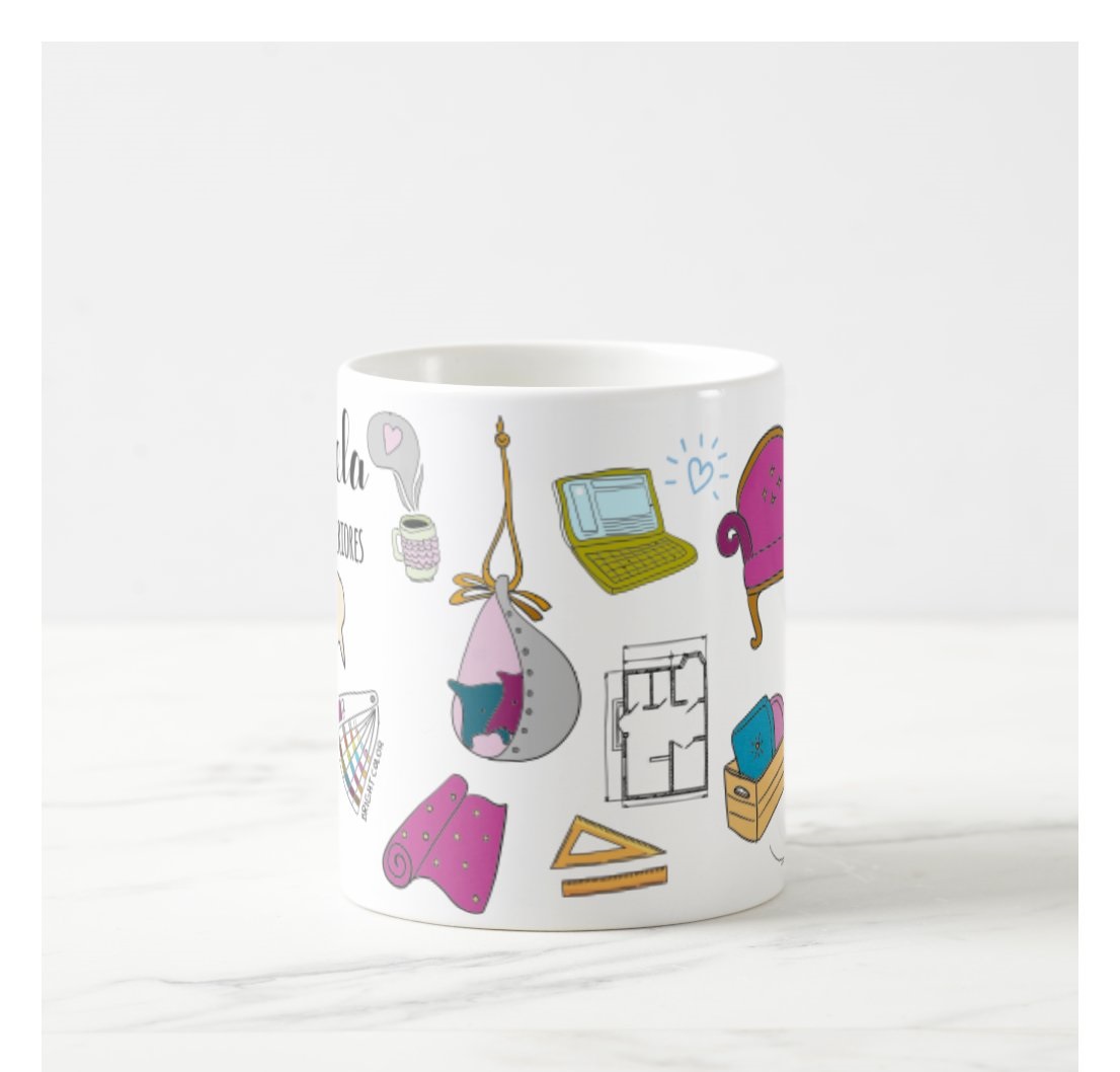 Caneca Personalizada Criativa Design de Interiores com Nome