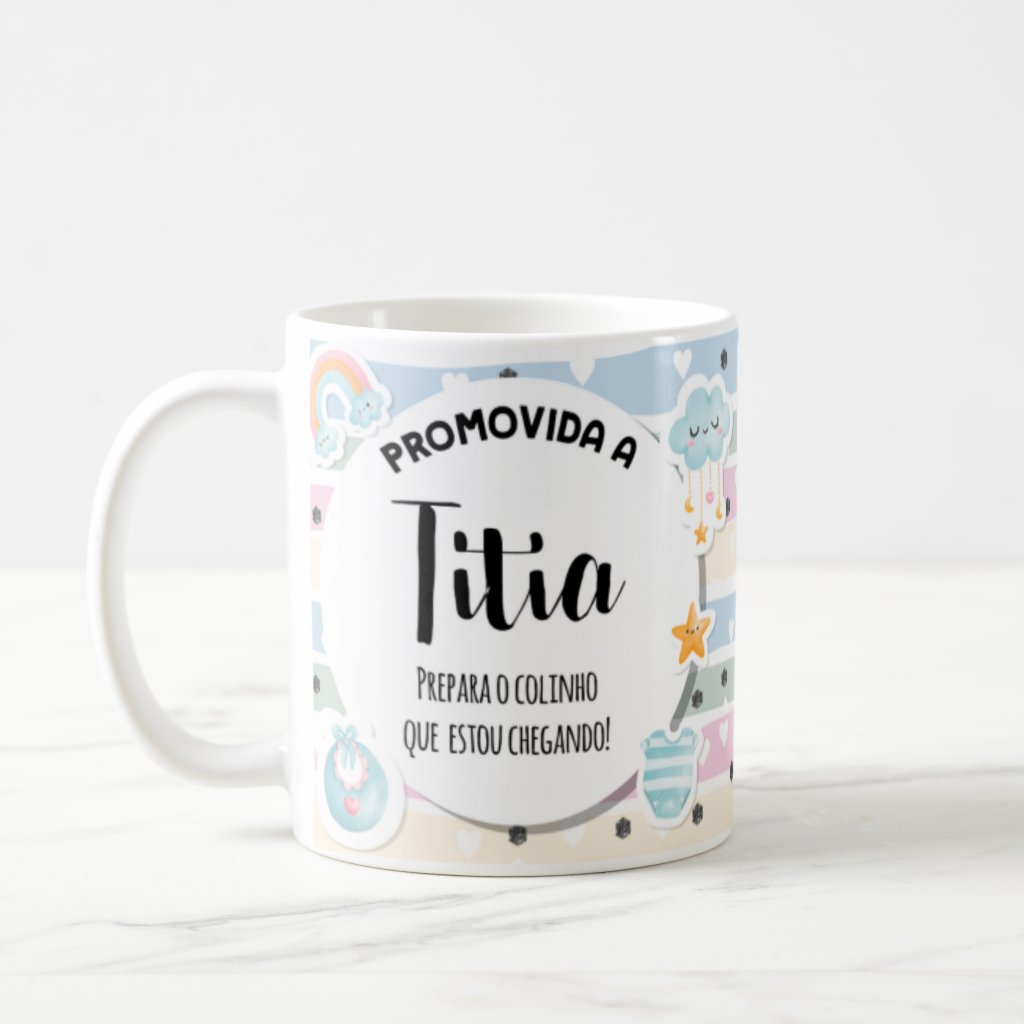 Caneca Presente Revelação Criativa Promovida A Titia Tia - Anúncio de Gravidez (Família)
