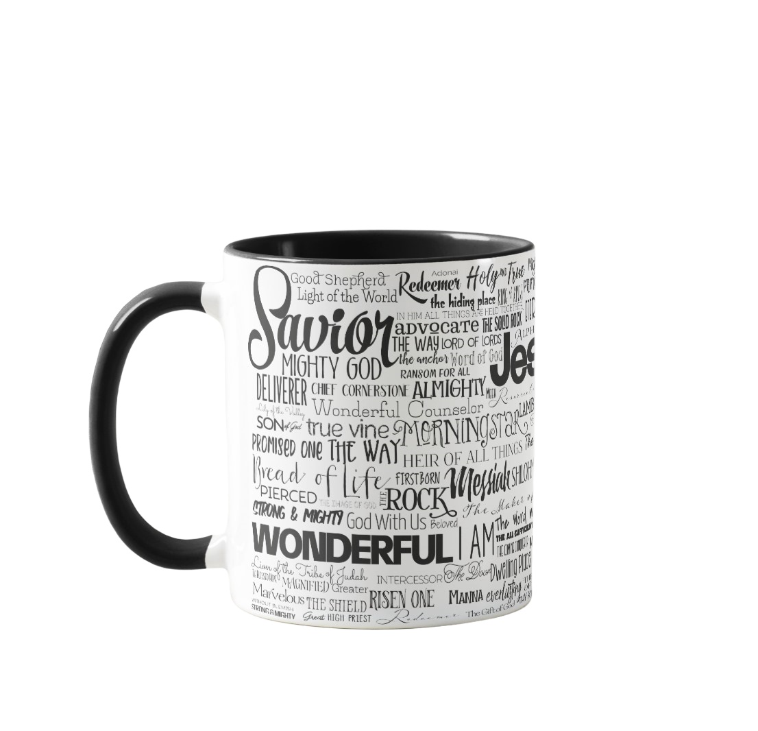 Caneca Personalizada Os Nomes De Jesus Preto