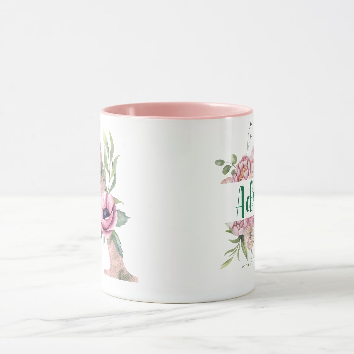 Caneca Feminina Personalizada com Nome e Inicial A