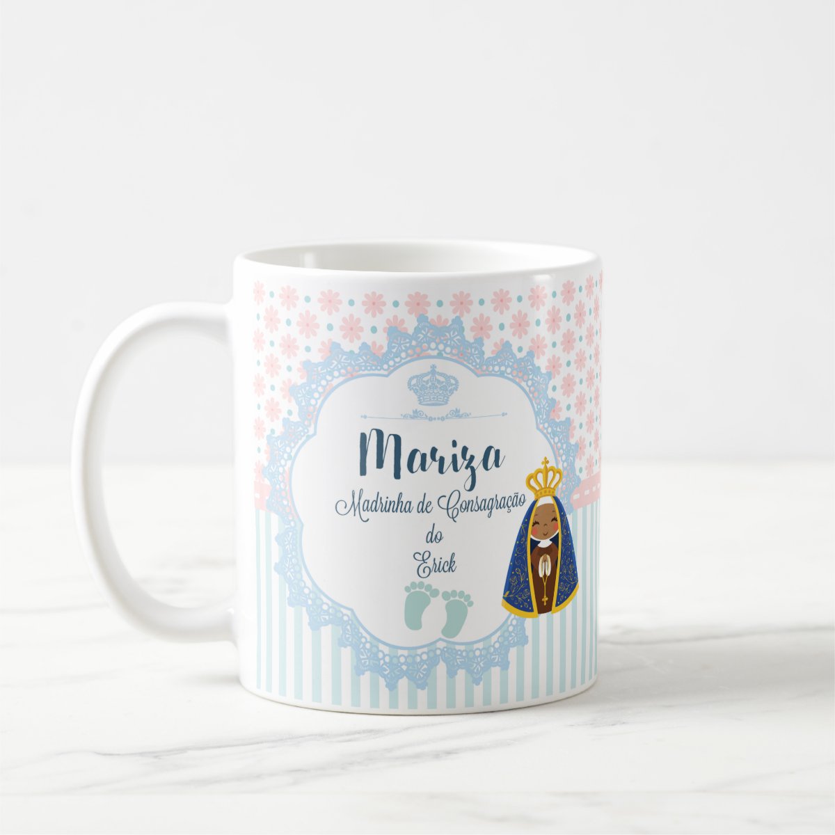 Conjunto Almofada e Caneca Madrinha de Consagração Batizado