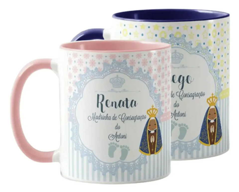 Kit 2 Canecas Personalizada Batismo Padrinhos de Consagração - Batizado (Padrinho)