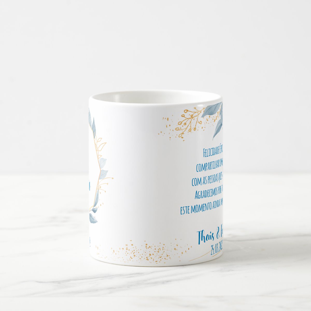 Caneca Casamento Azul Presente Familia Lembrança Pai Noiva