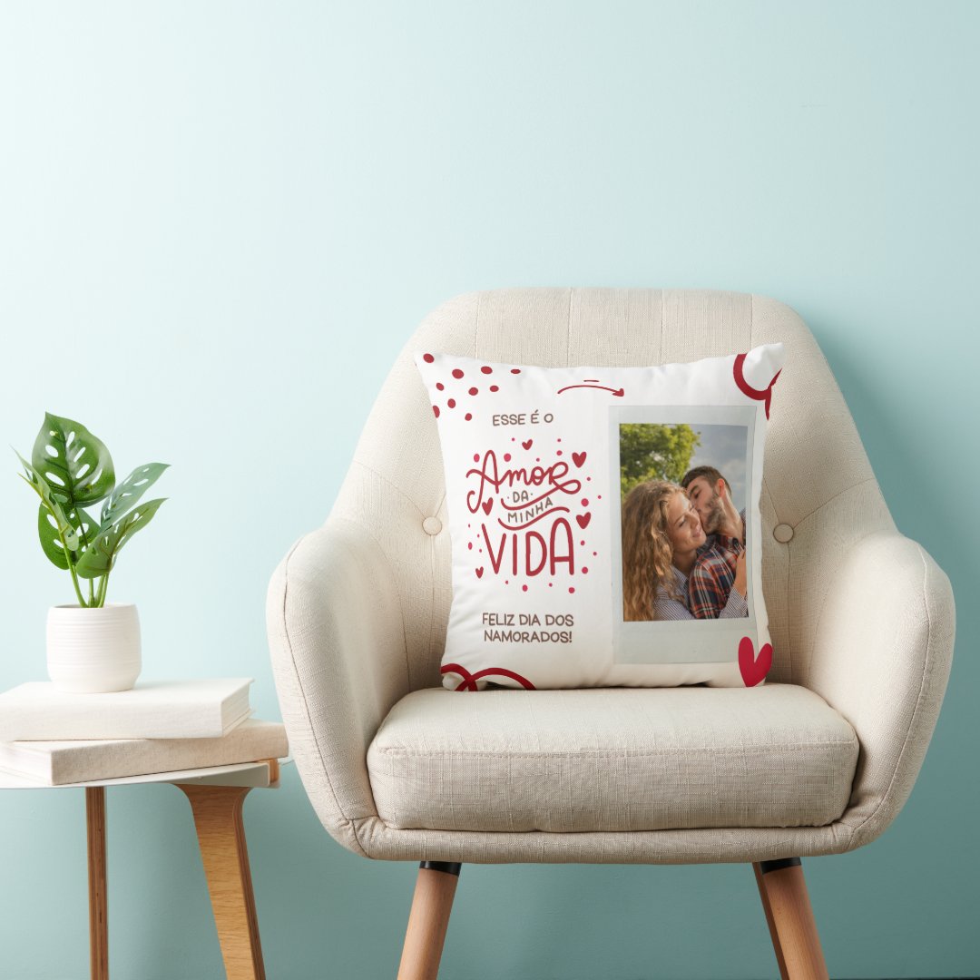Almofada Decorativa Presente com Foto Amor da Minha Vida