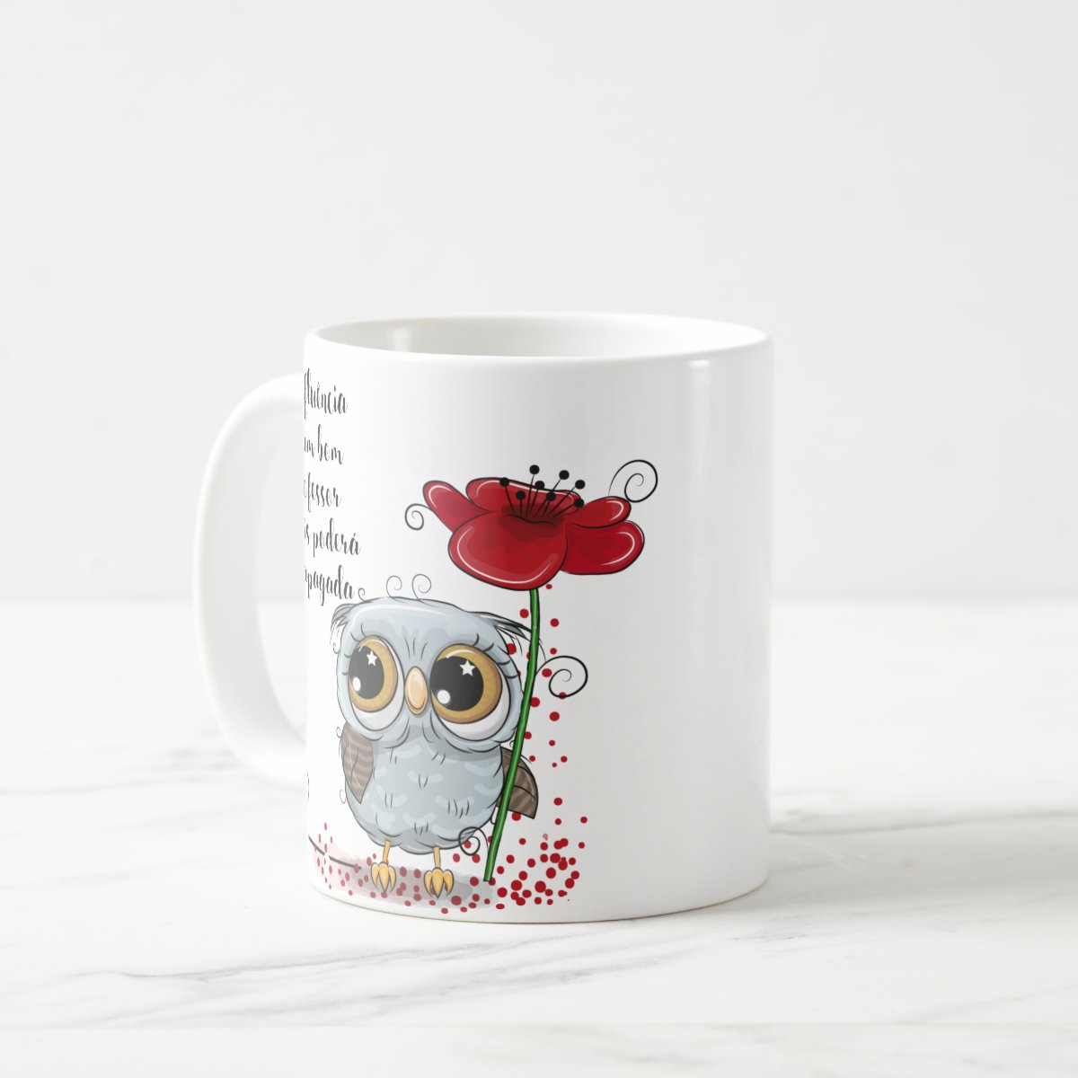 Caneca Personalizada Presente Dia dos Professores Coruja