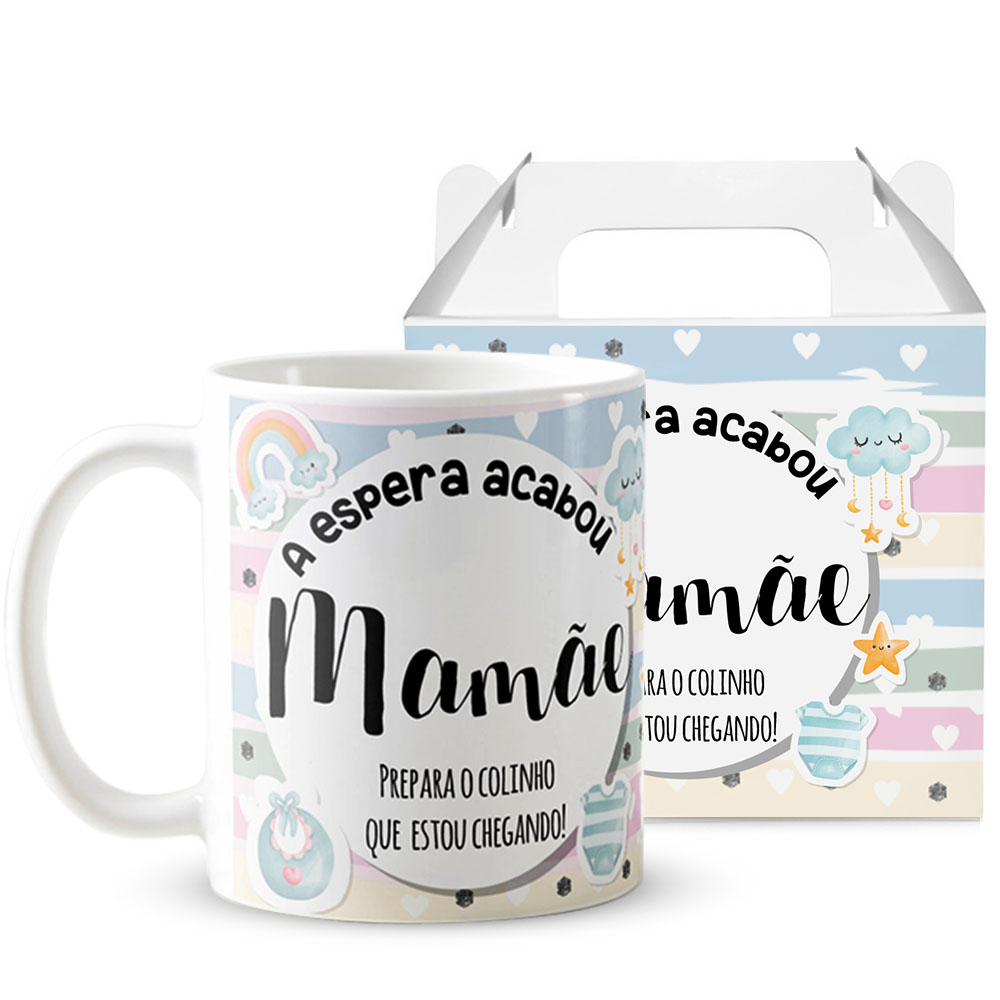 Caneca Presente Gravidez para Grávida Mãe Familia Cresceu - Anúncio de Gravidez (Mãe)