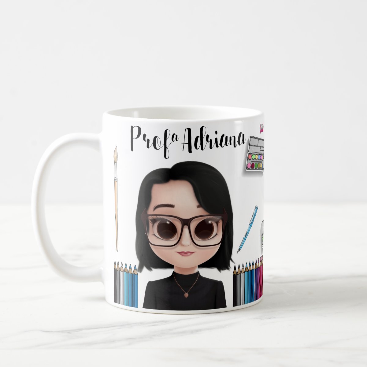 Caneca Professor Educação artística Presente Personalizada Com Avatar - Dia dos Professores (Professores)