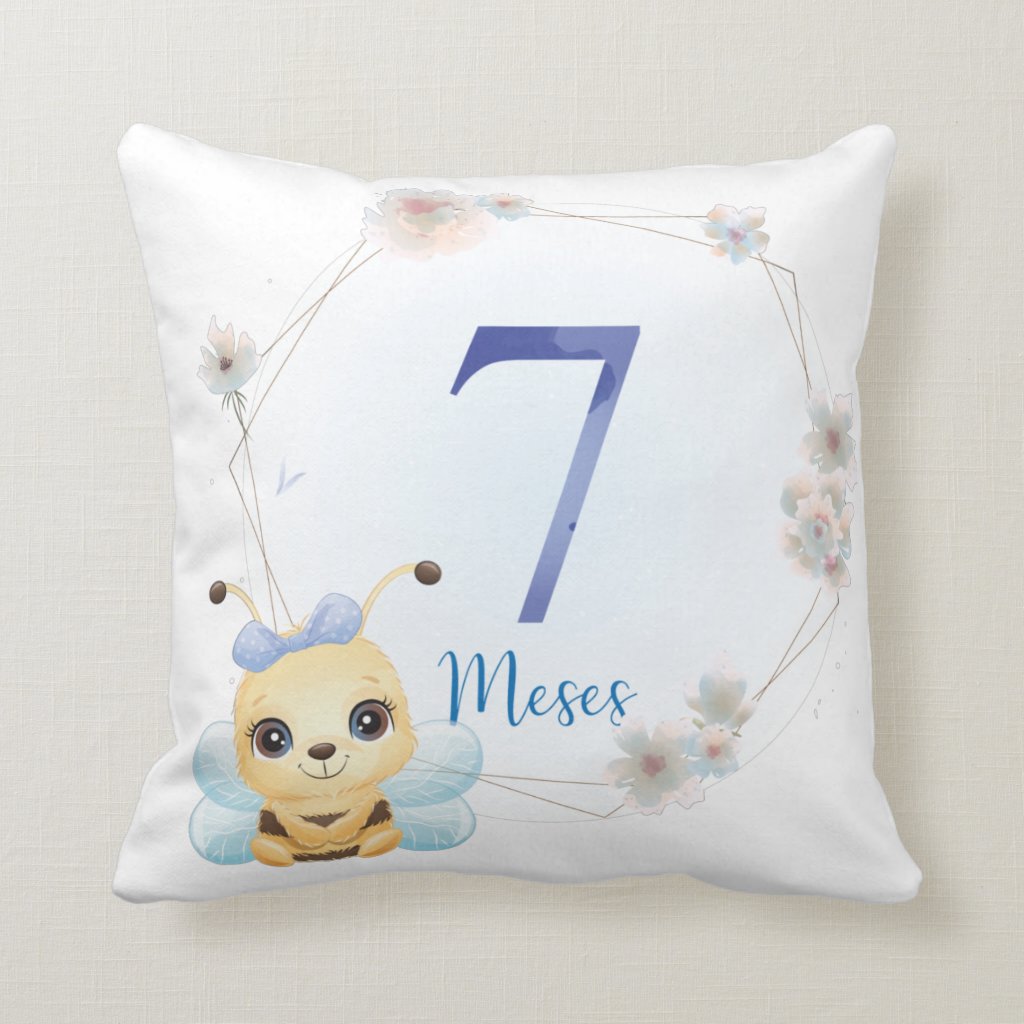 Almofada Mesversário Bebê Menina Infantil Mês 7 Safari Baby - Família (Bebê)