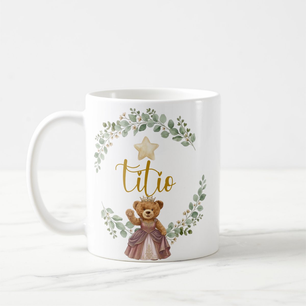 Caneca Ursa Princesa Tio Presente Família Pronta Entrega