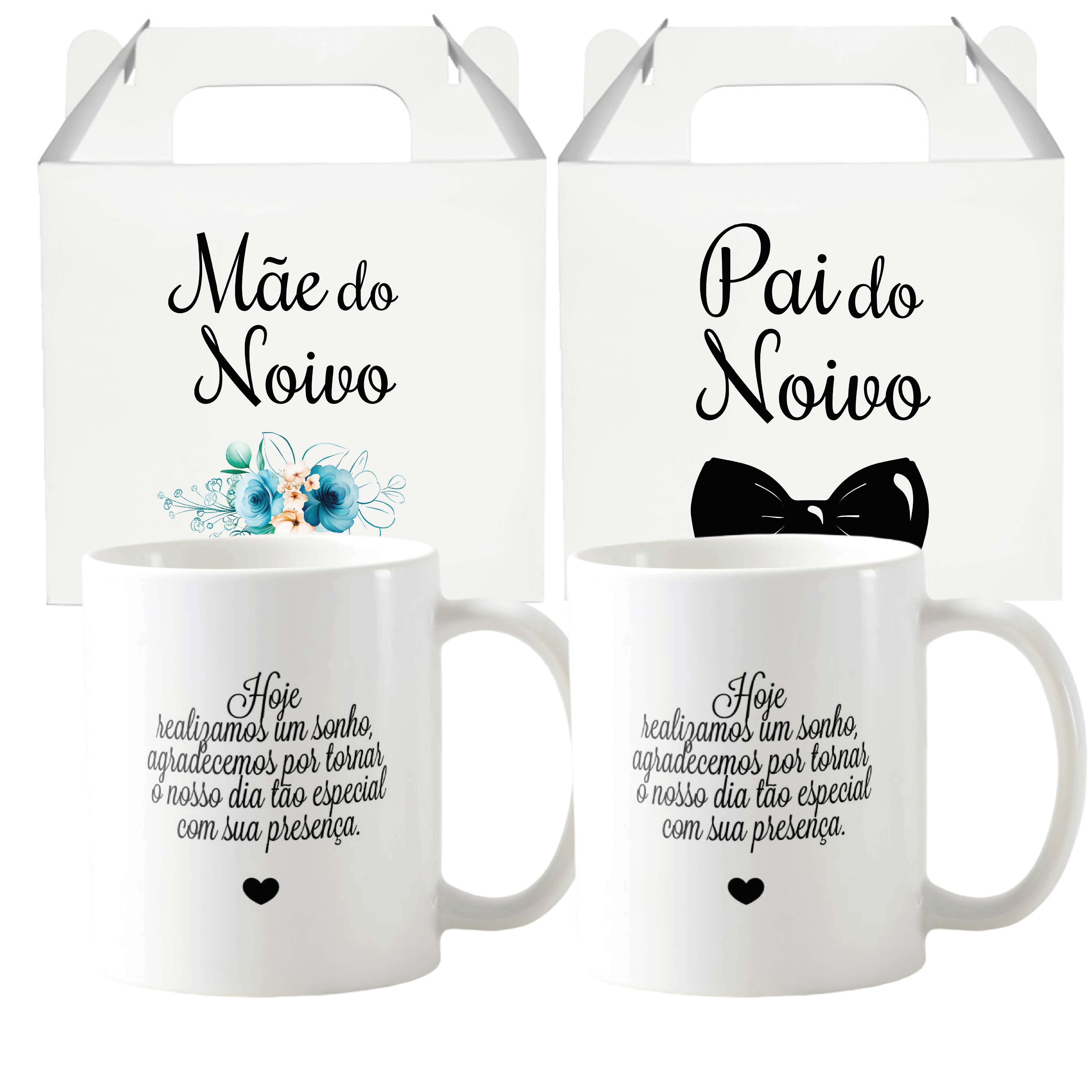 Conjunto 2 Canecas Mãe E Pai Do Noivo Lembrança De Casamento Floral Azul 