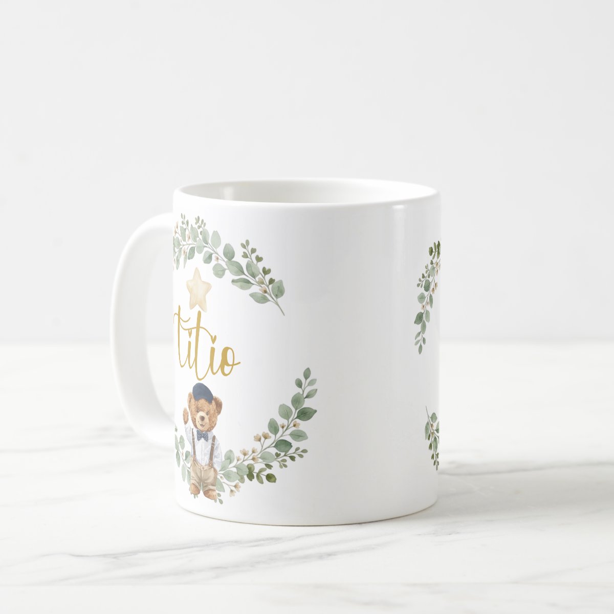 Caneca Titio Urso Príncipe Presente Família Cerâmica