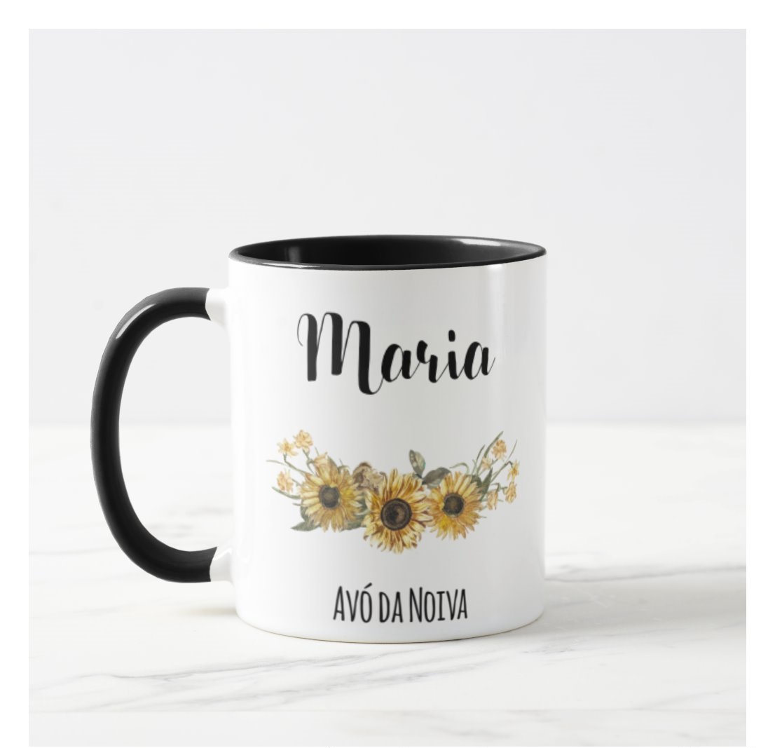 Caneca Personalizada Avó da Noiva Lembrança Girasol
