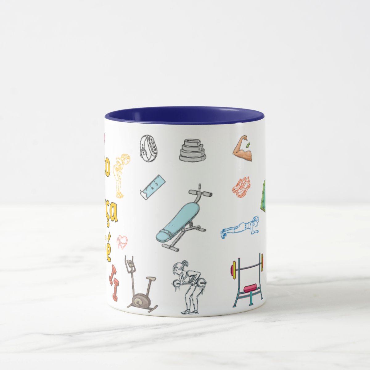 Caneca Musculação Personalizada com Frase Academia