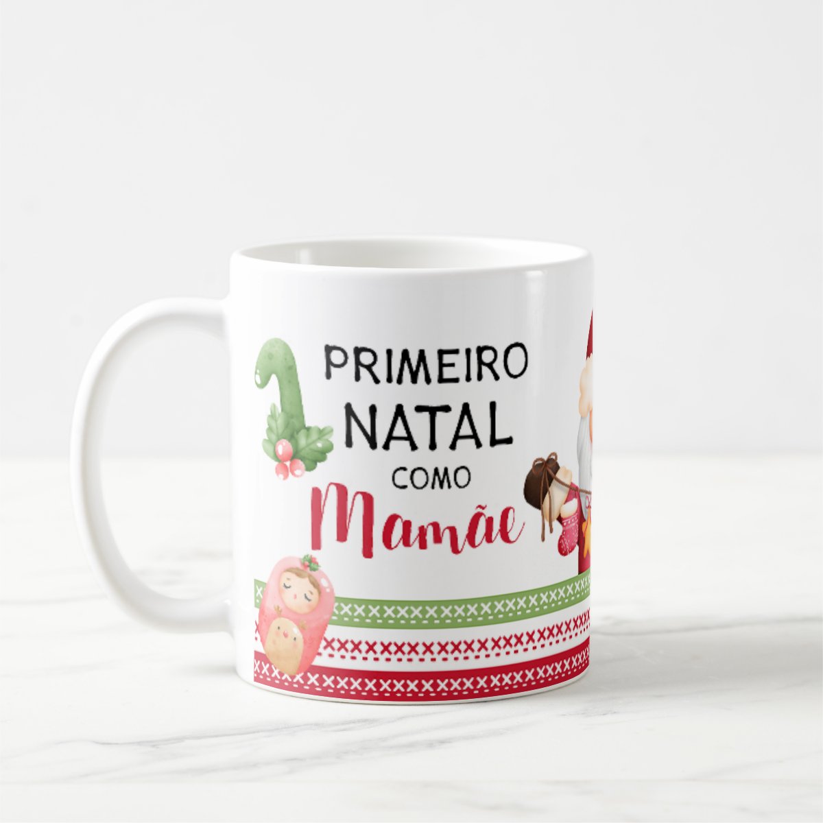 Caneca Personalizada Família Primeiro Natal Como Mãe Mamãe