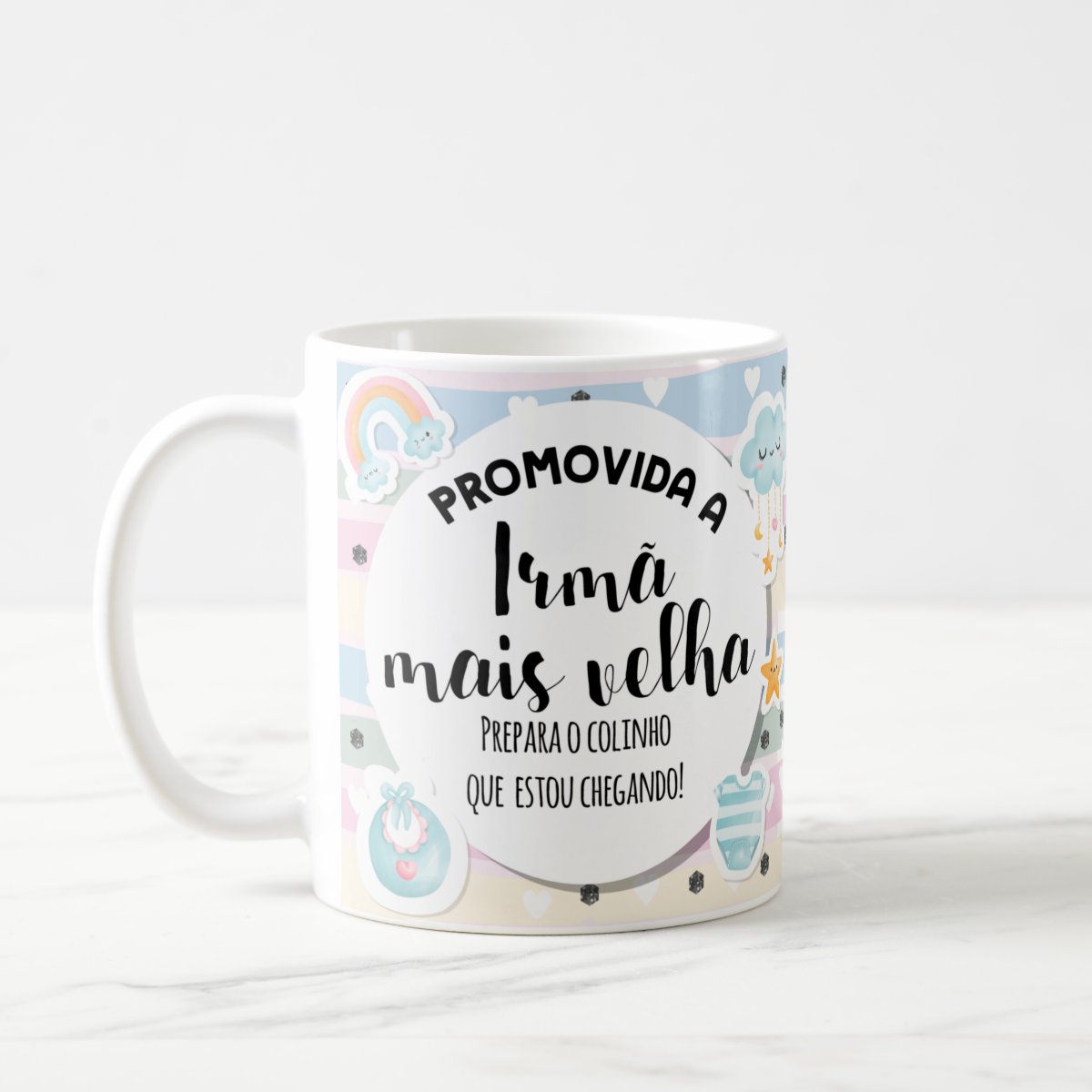 Caneca Presente Gravidez Irmã Mais Velha Familia Cresceu