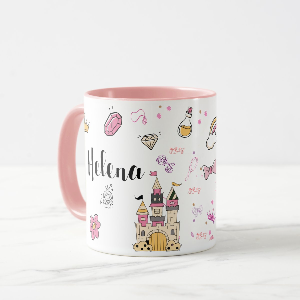 Caneca Cerâmica Infantil Personalizada com Nome Princesas