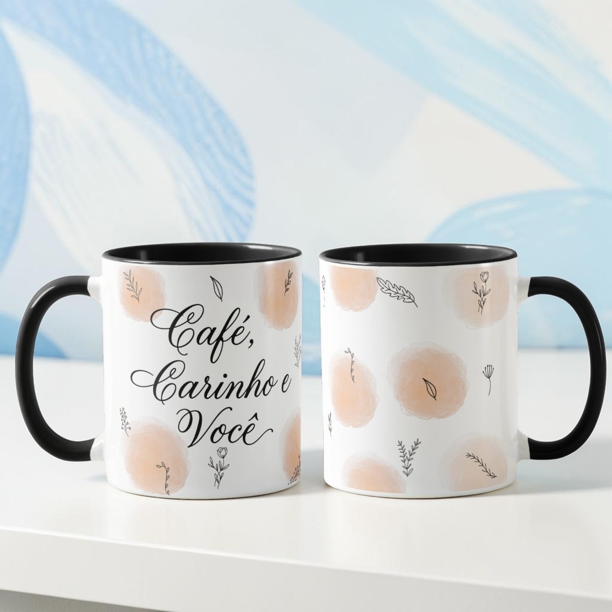 Caneca Café Carinho e Você - Preta
