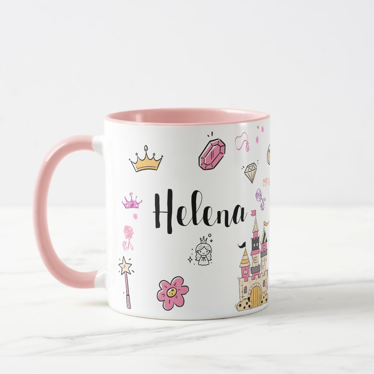 Caneca Cerâmica Infantil Personalizada com Nome Princesas